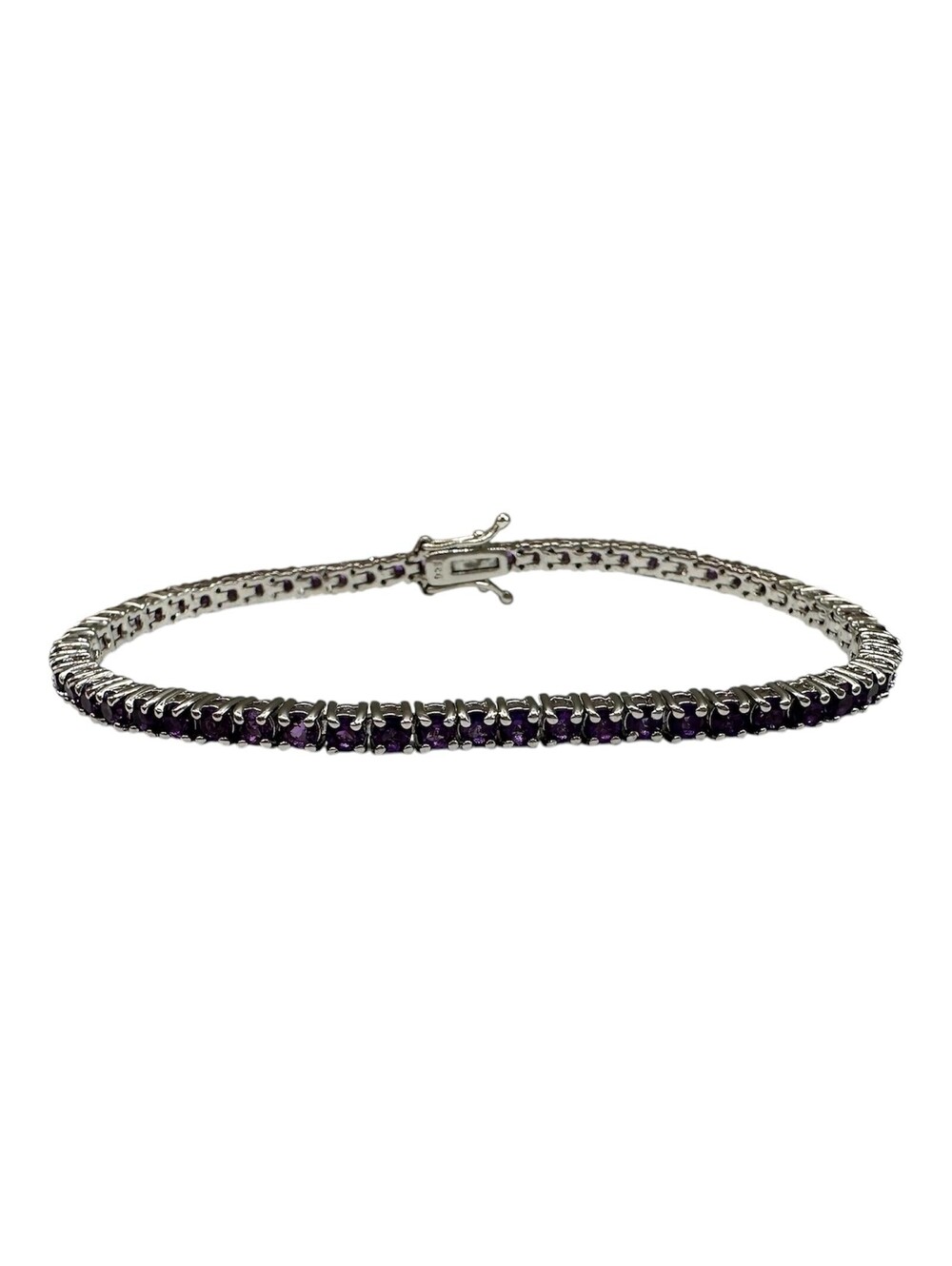 Amethyst Tennis Bracelet Sterling Silver 3mm 7.5in New